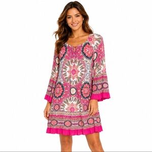 JJ BOUTIQUE Pink Paisley Print Swing Dress Size XL
